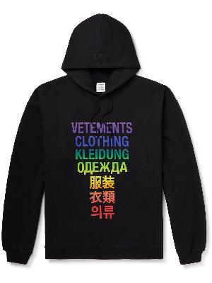 VETEMENTS - Oversized Printed Cotton-Blend Jersey Hoodie