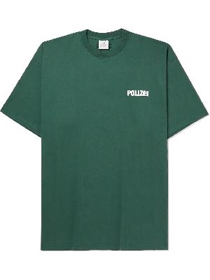 VETEMENTS - Oversized Logo-Flocked Cotton-Jersey T-Shirt