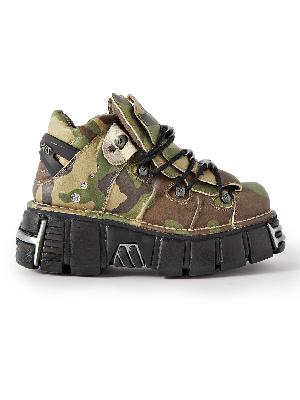 VETEMENTS - New Rock Embellished Camouflage-Print Leather Platform Sneakers