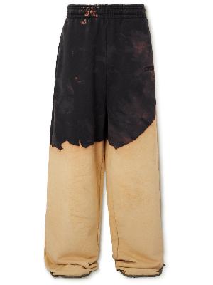 VETEMENTS - Wide-Leg Logo-Embroidered Bleached Cotton-Blend Jersey Sweatpants
