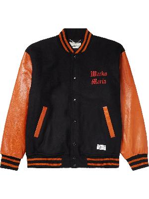 Wacko Maria - Logo-Embroidered Wool-Blend Felt and Leather Bomber Jacket