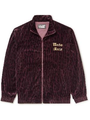 Wacko Maria - Logo-Embroidered Leopard-Print Cotton-Velvet Track Jacket