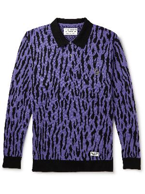 Wacko Maria - Logo-Embroidered Leopard-Print Cotton-Blend Polo Shirt