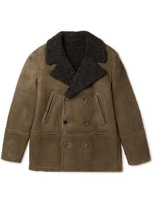 Yves Salomon - Double-Breasted Shearling-Lined Suede Peacoat