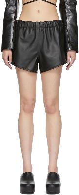 032c Black Leather Shorts