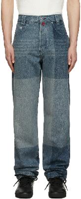 032c Blue Denim Jumbo Check Trousers