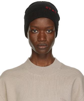 032c Black Wool Hand Repaired Beanie