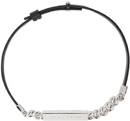 1017 ALYX 9SM Silver & Black Leather ID Necklace