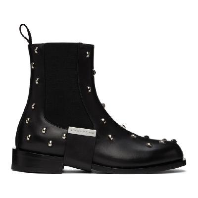 1017 ALYX 9SM Black Leather Strap Studded Chelsea Boots