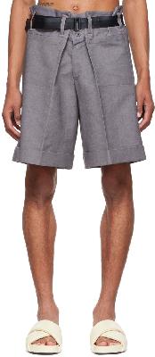 132 5. ISSEY MIYAKE Gray Cotton Shorts