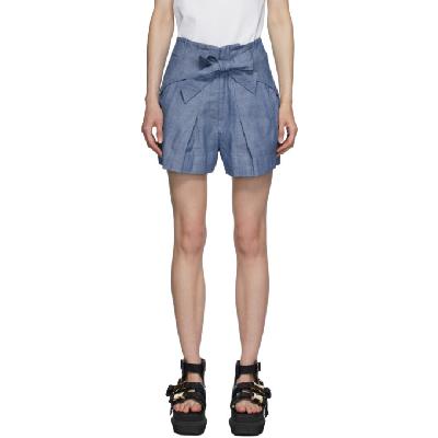 3.1 Phillip Lim Blue Chambray Front Tie Shorts