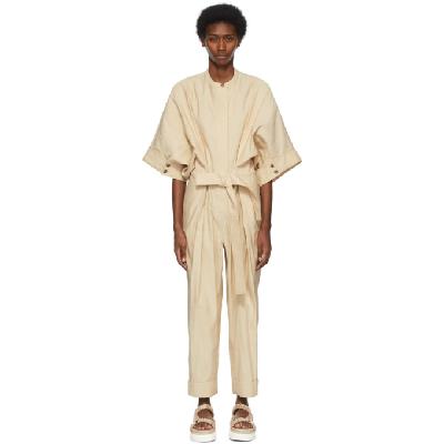 3.1 Phillip Lim Beige Smocked Waistband Jumpsuit