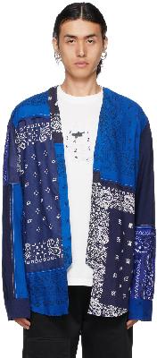 424 Blue Paisley Printed Kimono Shirt