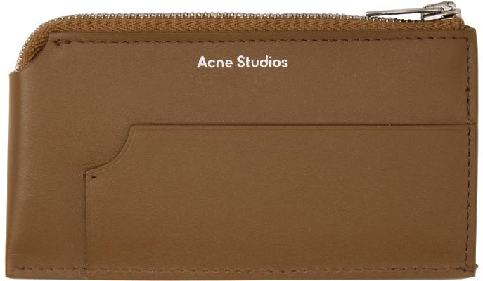 Acne Studios Brown Logo Zip Wallet