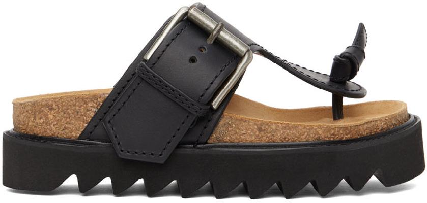 Acne Studios Black Leather Flat Sandals