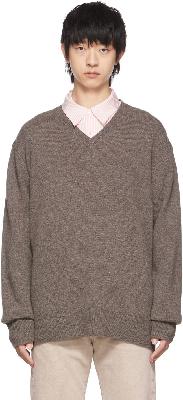 Acne Studios Brown Cashmere V-Neck Sweater