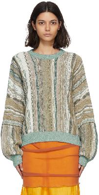 Acne Studios Green Linen Jacquard Sweater