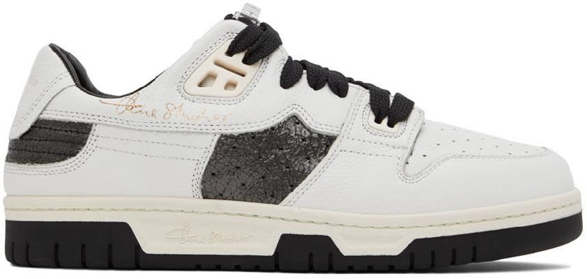 Acne Studios White & Black Leather Low-Top Sneakers