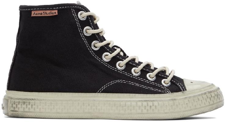 Acne Studios Black & Off-White Canvas High Top Sneakers