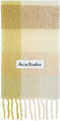 Acne Studios Yellow Mohair Check Scarf