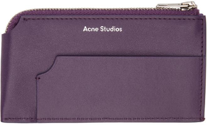 Acne Studios Purple Calfskin Zip Wallet