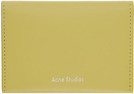 Acne Studios Green Leather Folded Card Holder