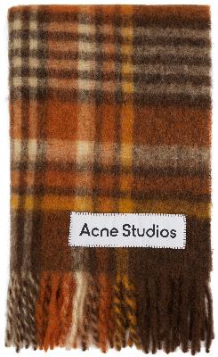 Acne Studios Brown & Orange Tartan Scarf