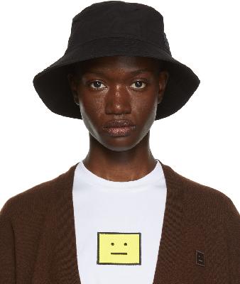 Acne Studios Black Twill Face Patch Bucket Hat