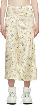 Acne Studios Yellow Satin Floral Skirt