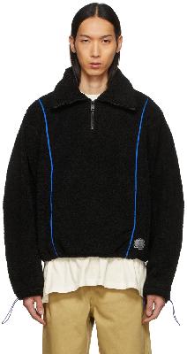 ADER error Black Victo Fleece Half-Zip Sweater