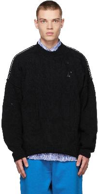 ADER error Black Wool Knit Crewneck Sweater