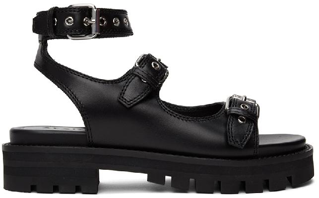 ALAÏA Black Platform Flat Sandals