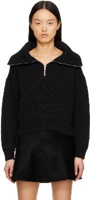ALAÏA Black Rib Knit Zip-Up Sweater