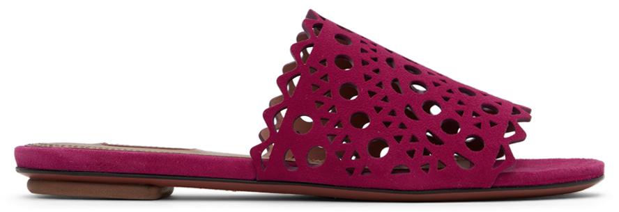 ALAÏA Pink Chamois Vienne Leather Sandals