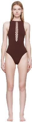 ALAÏA Brown Corset One-Piece Swimsuit