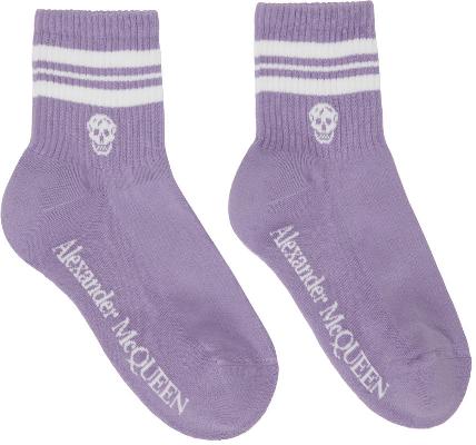 Alexander McQueen Purple Stripe Skull Sport Socks