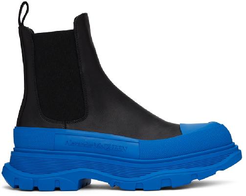 Alexander McQueen Black & Blue Tread Slick Chelsea Boots