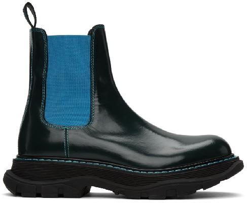 Alexander McQueen Green & Blue Tread Slick Chelsea Boots