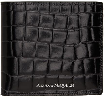 Alexander McQueen Black Croc Bifold Wallet