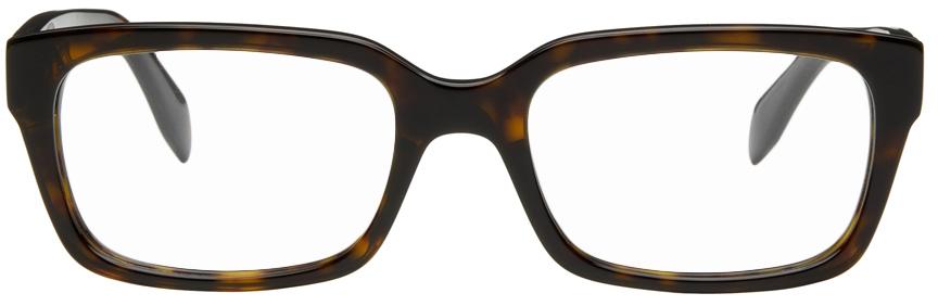 Alexander McQueen Tortoiseshell Rectangular Optical Glasses