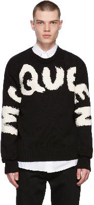 Alexander McQueen Black & WhiteGraffiti Knit Crewneck Sweater