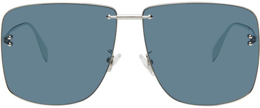 Alexander McQueen Silver Piercing Bridge Sunglasses