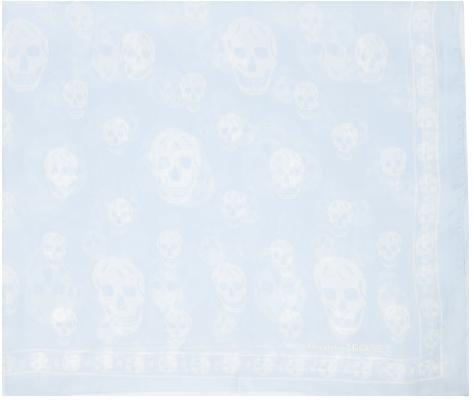 Alexander McQueen Blue & White Silk Skull Scarf