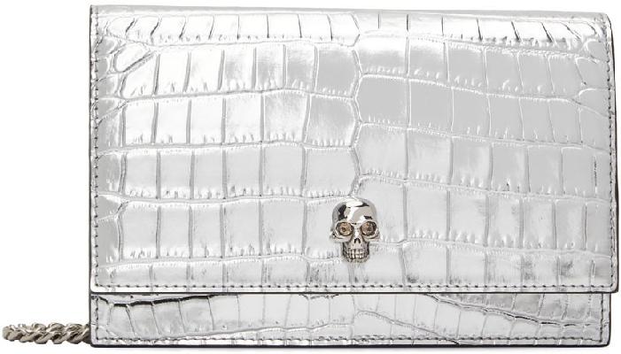 Alexander McQueen Silver Small Skull Shoulder Bag