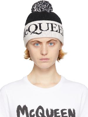 Alexander McQueen Black & White Logo Knit Beanie