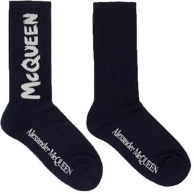 Alexander McQueen Navy Graffiti Socks
