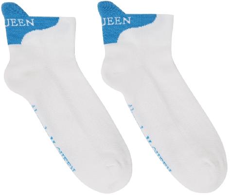 Alexander McQueen White & Blue Signature Socks