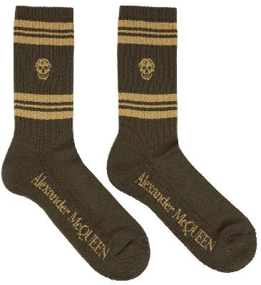 Alexander McQueen Green & Gold Stripe Skull Socks