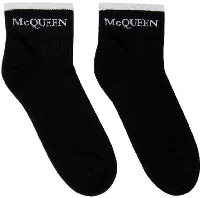 Alexander McQueen Black & White Reversible Logo Socks