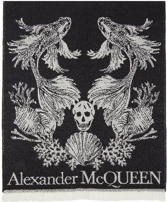 Alexander McQueen Black Wool Underwater Scarf